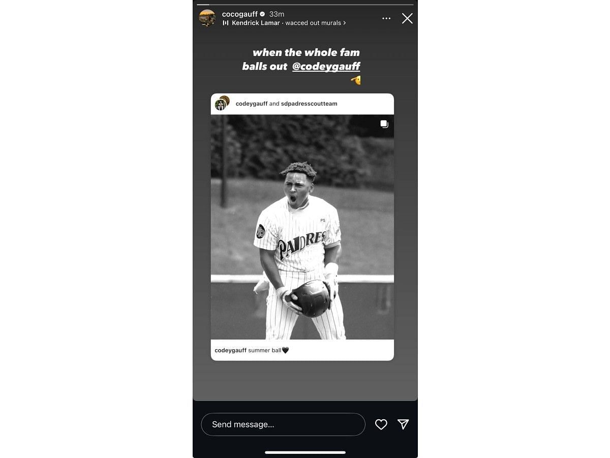 Gauff's Instagram story